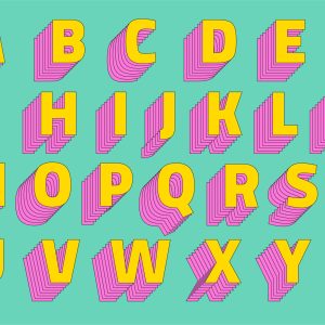 Alphabet set 3d vector stylized typeface